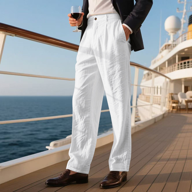 Chino Pants Men - Men High Waist Pleated Dress Pants