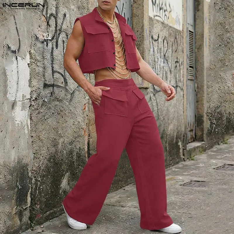 Men'S Fashion 2026 - INCERUN Men Sets Solid Sleeveless Crop