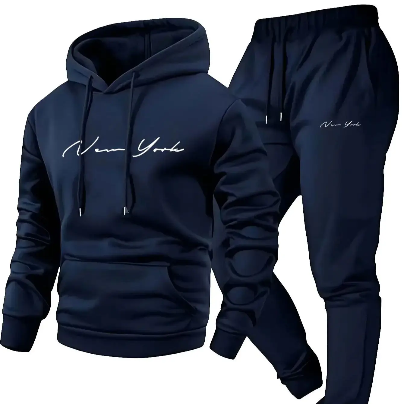 Streetwear Hoodie - Men's Soft Hooded Sweatshirt Sweatpants Set