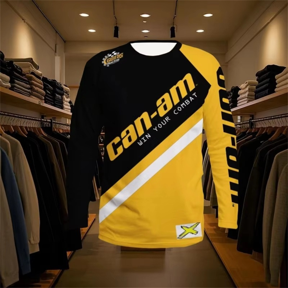 Mens Fashion Top - Motorcycle Racing Long Sleeve Round Neck