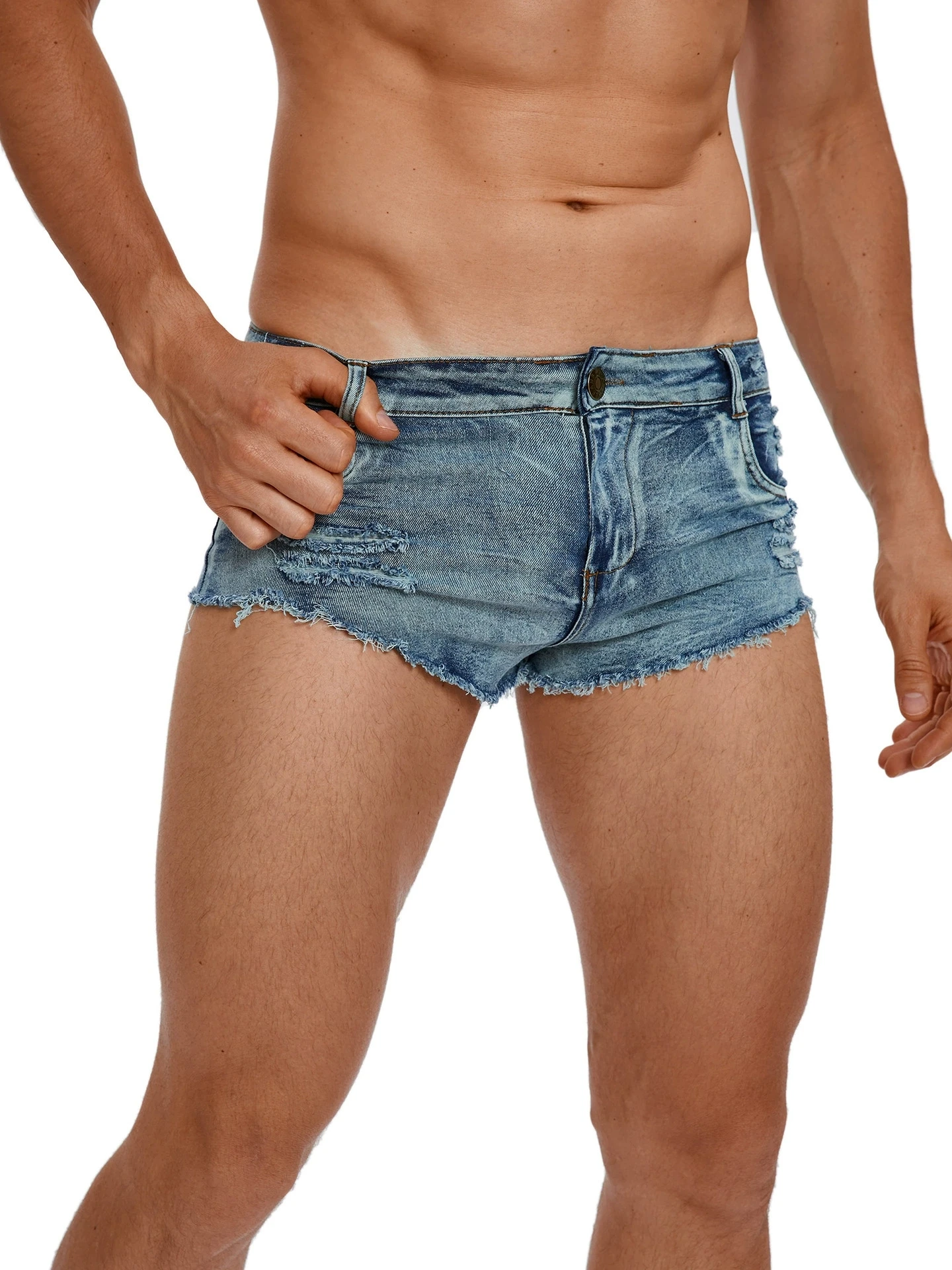 Men'S Fashion Overalls - Men's Low Waist Jeans Shorts Fashion