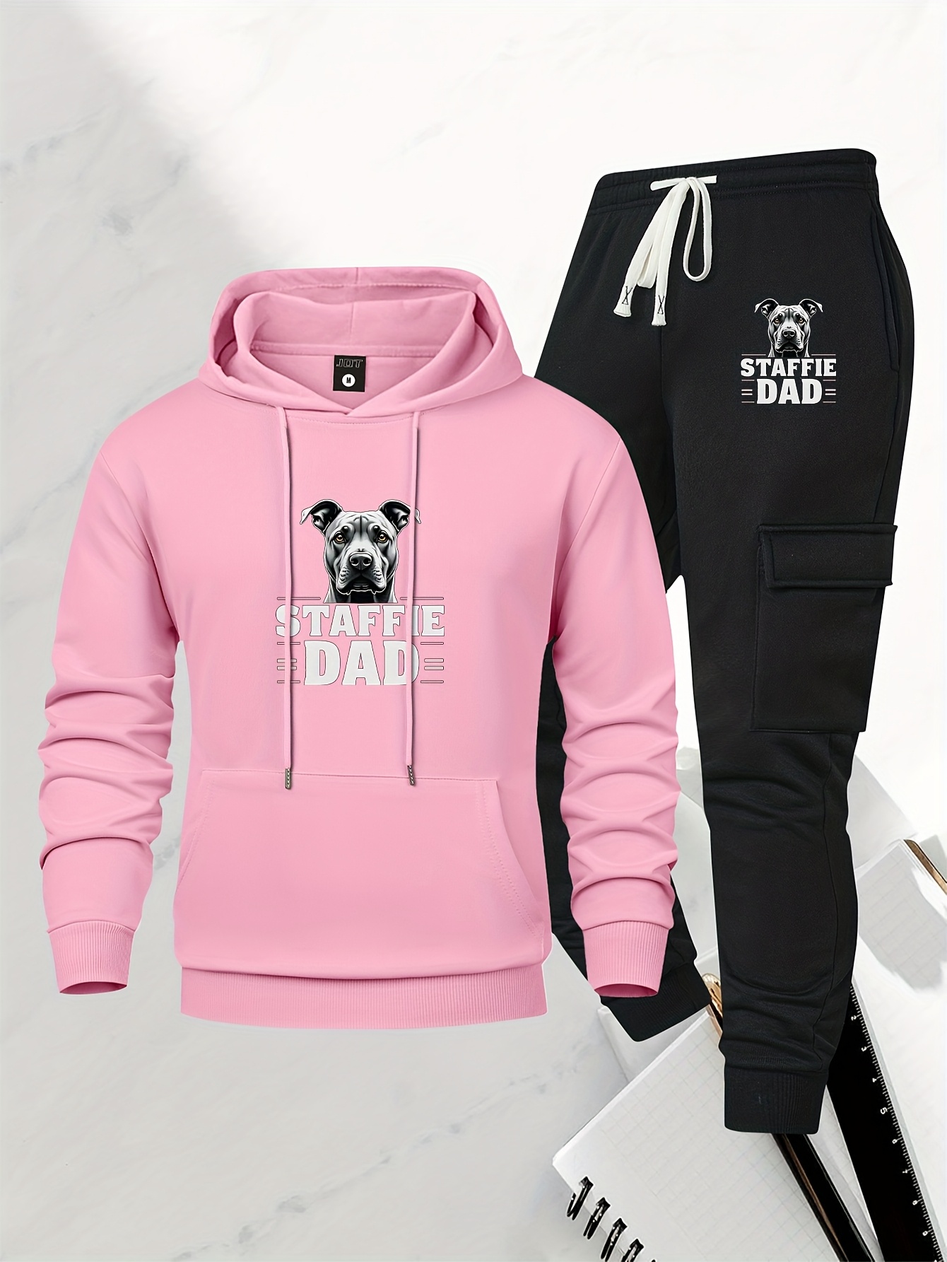 2026 Men Staffie Dog Print 2‑P - Streetwear Hoodie review and price