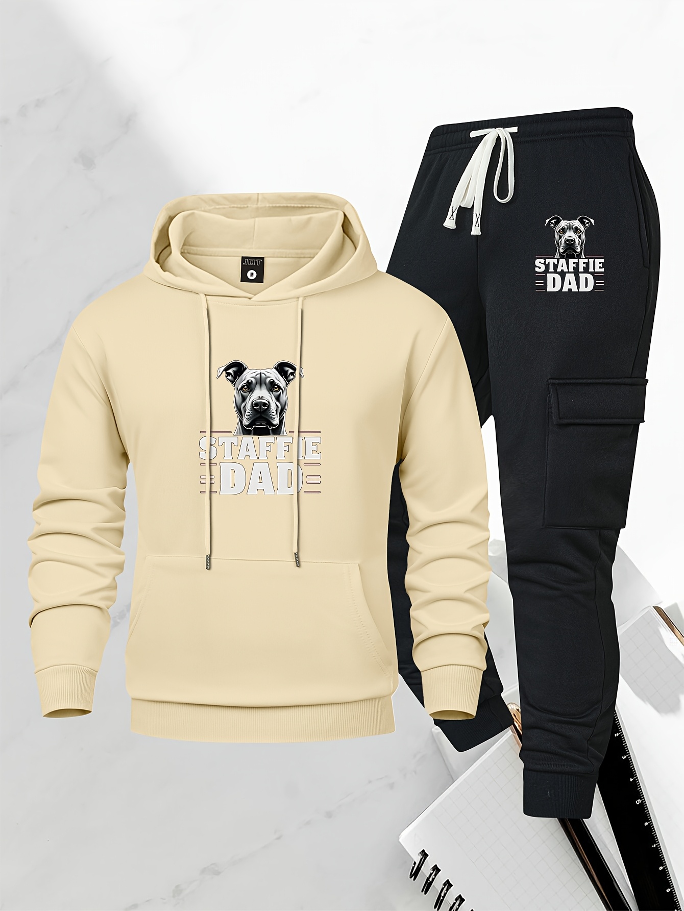 2026 Men Staffie Dog Print 2‑P - Streetwear Hoodie review and price
