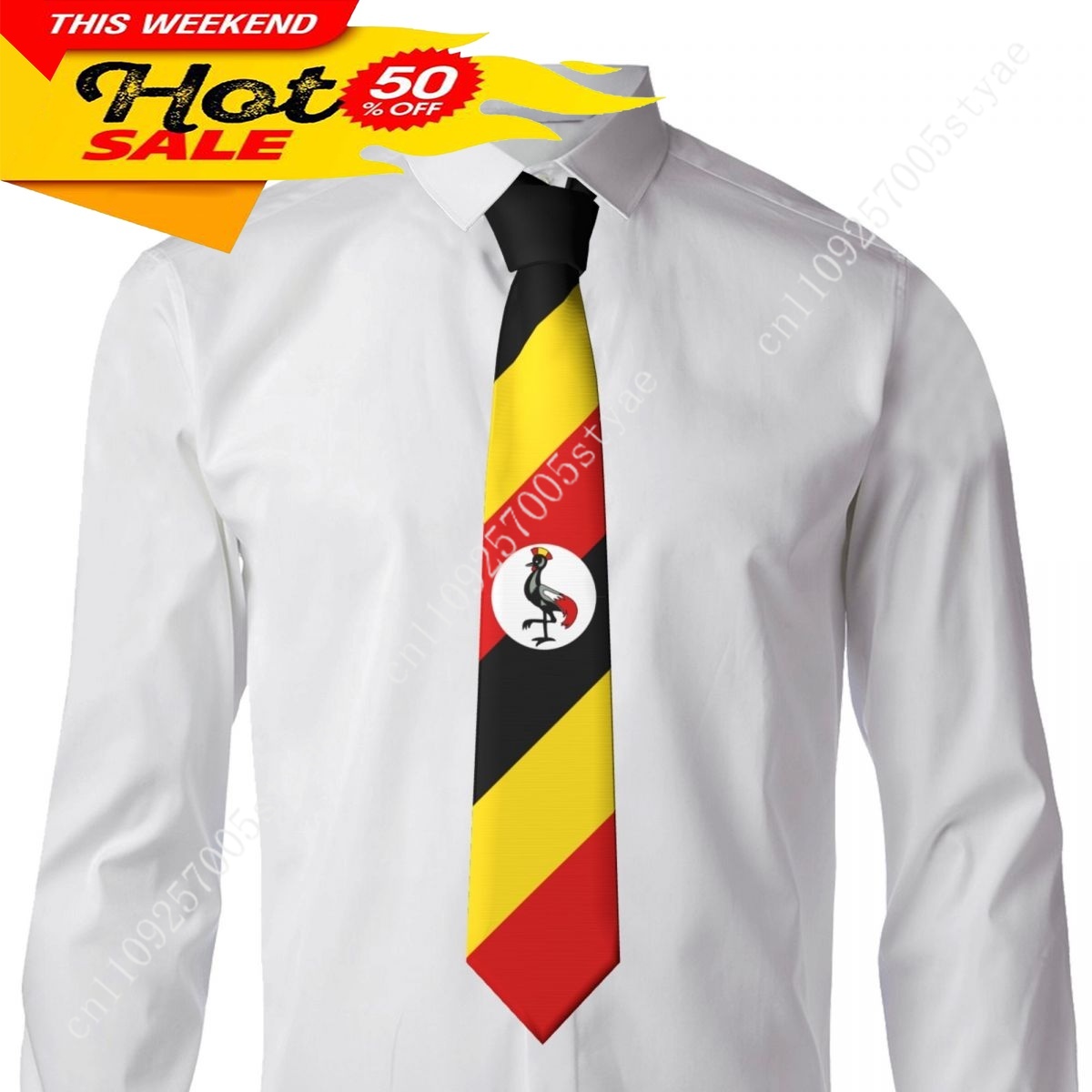 Uganda Flag Tie Emblem Necktie - Men Fashion Uganda review and price