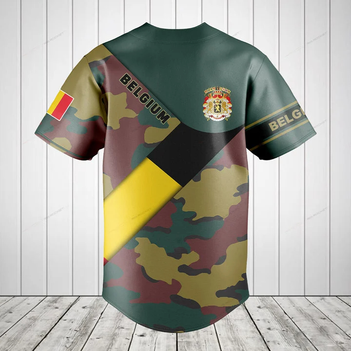 Custom Name Belgium Flag Camou - Mens Fashion Baseball Jersey review and price