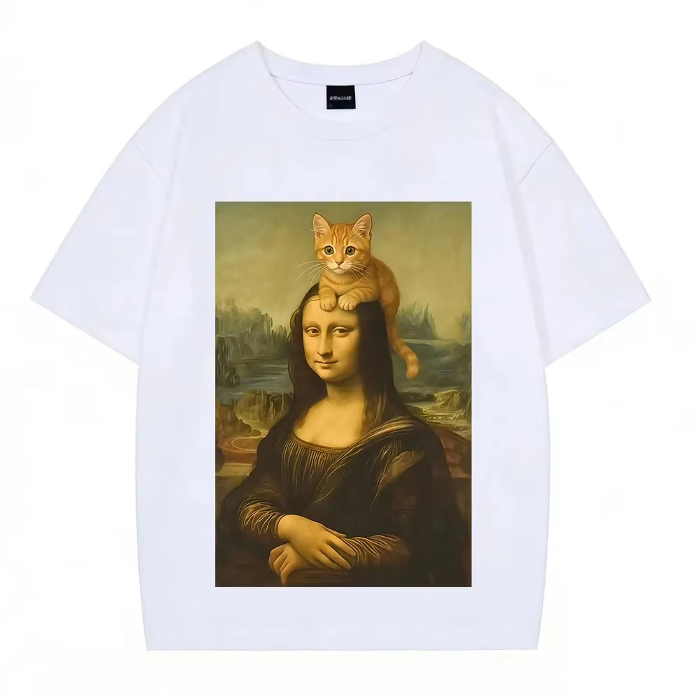 Cat Mona Lisa Funny Meme T-Shi - Men'S Fashion Aesthetics review and price