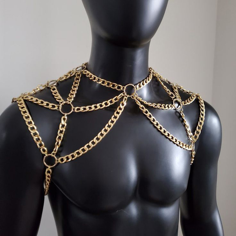 Punk Men Shoulder Body Chain B - Men'S Fashion Gold Chain review and price