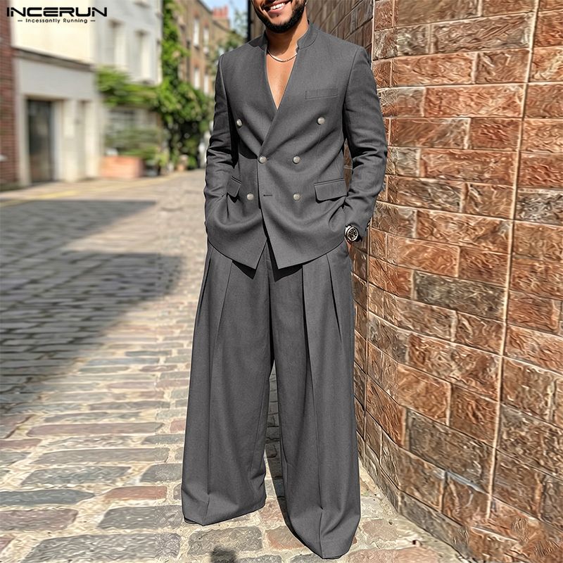 INCERUN Men's Sets Solid Color - Men Fashion Elegant review and price
