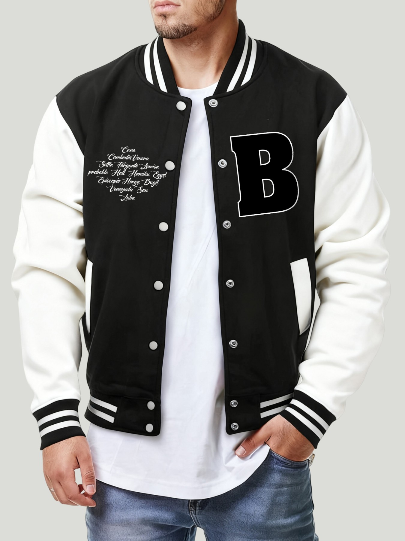 Letter B Various Places Print  - Mens Fashion Baseball Jersey review and price