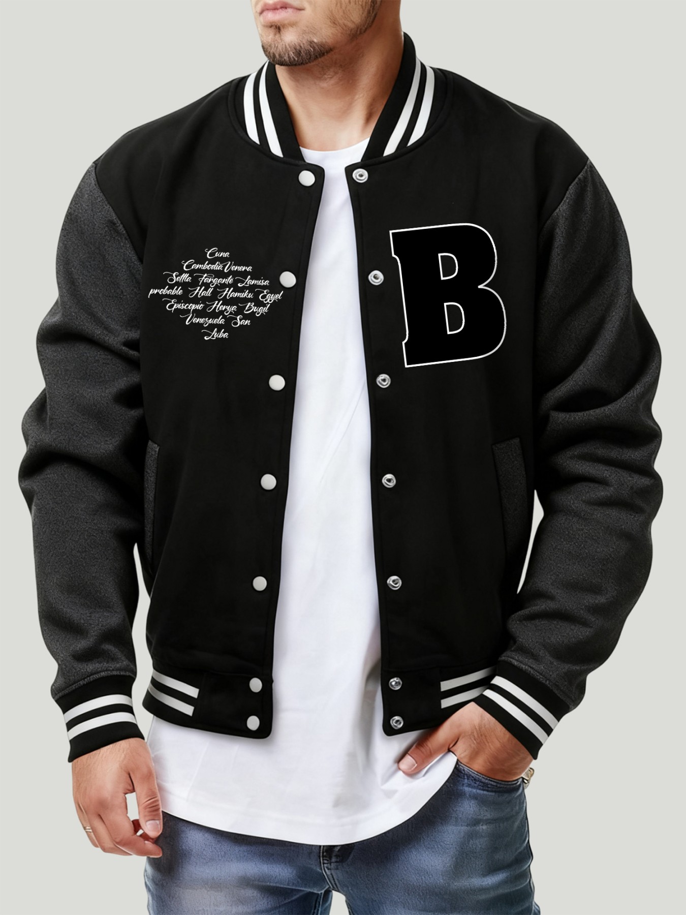 Letter B Various Places Print  - Mens Fashion Baseball Jersey review and price