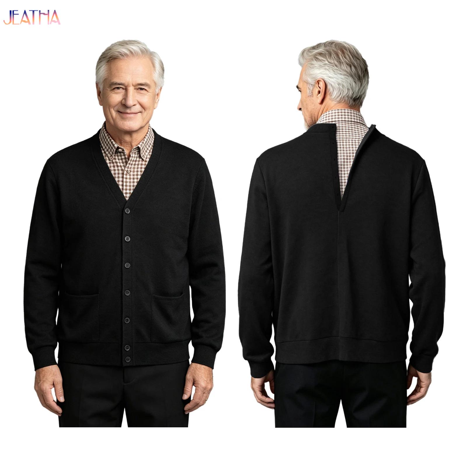 Men Elderly Disabled Adaptive  - Knitted Cardigan Men review and price