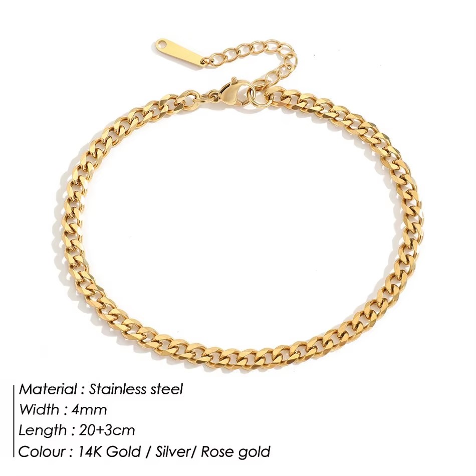 4MM Stainless Steel Simple Cub - Men'S Fashion Gold Chain review and price