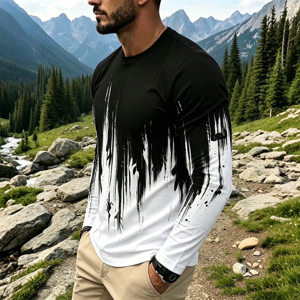 Men's Gradient Ink Splash Long - Mens Fashion Top review and price