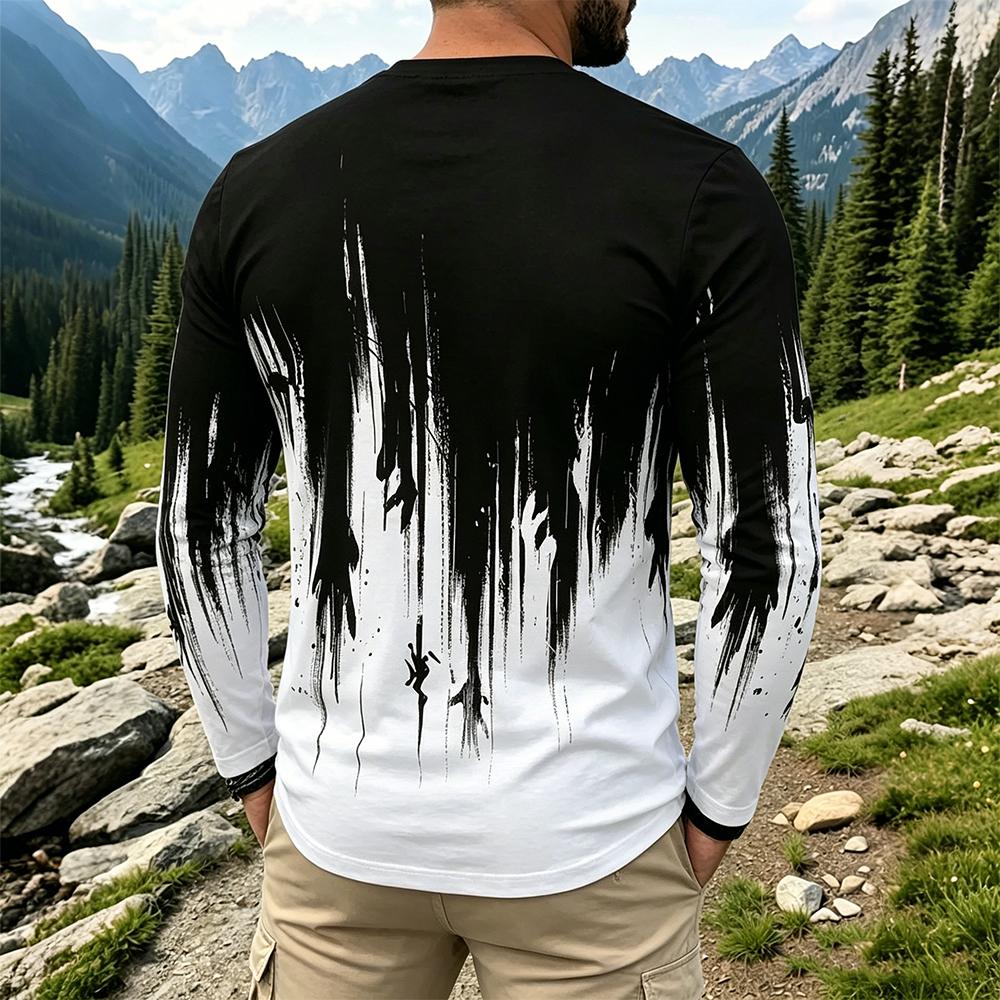 Men's Gradient Ink Splash Long - Mens Fashion Top review and price