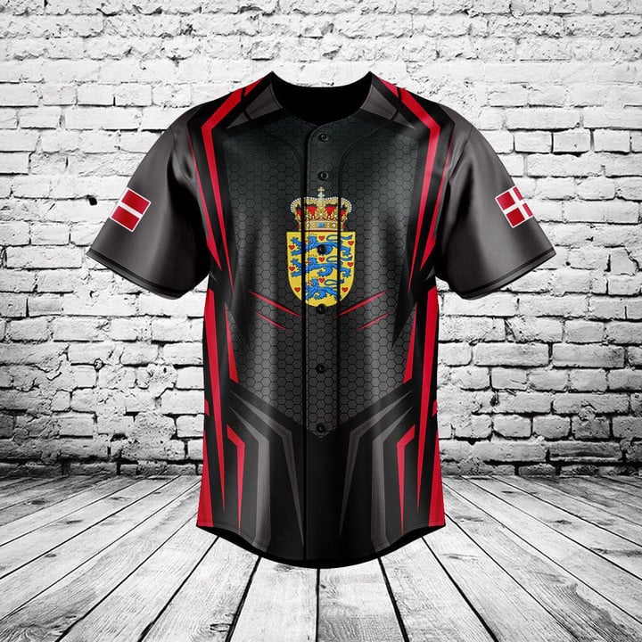 Custom Name Denmark Flag Graph - Mens Fashion Baseball Jersey review and price