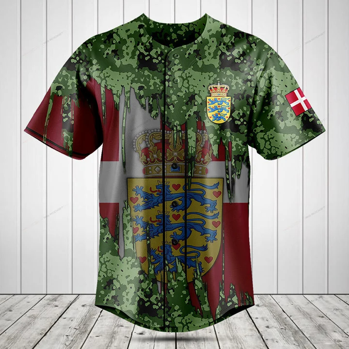 Custom Name Denmark Flag Graph - Mens Fashion Baseball Jersey review and price